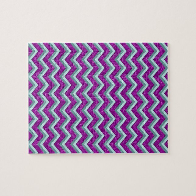 Magenta Foil and Teal ZigZag Mönster Pussel (Horisontell)