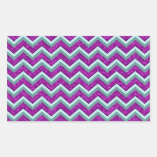 Magenta Foil and Teal ZigZag Mönster Rektangulärt Klistermärke