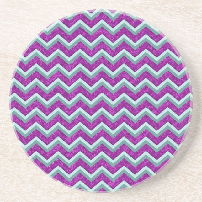 Magenta Foil and Teal ZigZag Mönster Underlägg (Framsidan)