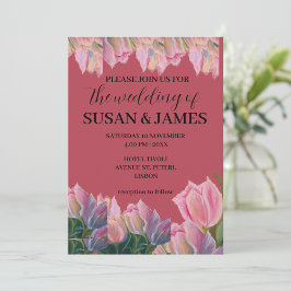 magenta för att måla rosa tulpaner i blommigt inbjudningar