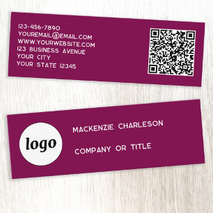 Magenta för enkel Logotyp och QR-kod för körsbärss Mini Visitkort