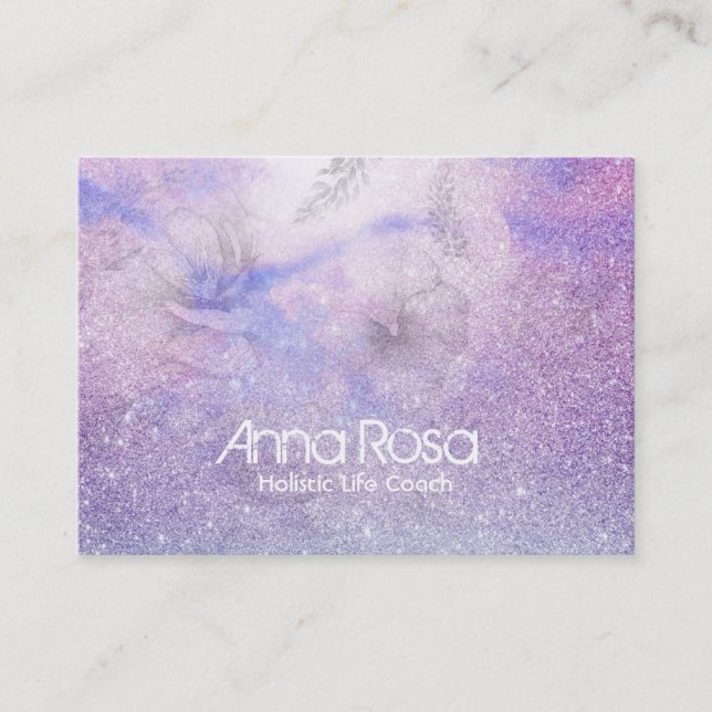 Magenta för lavendel för glitter för *~*vattenfärg visitkort (Framsida)