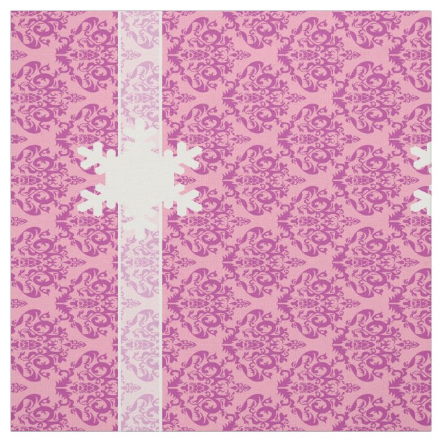 Magenta Frosted Orchid Damask with Snowflake Tyg (Provkarta)