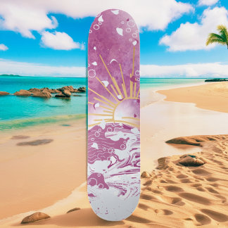 Magenta Fuchsia Plum Mauve Lila Himmel Guld Sunset Mini Skateboard Bräda 18,5 Cm
