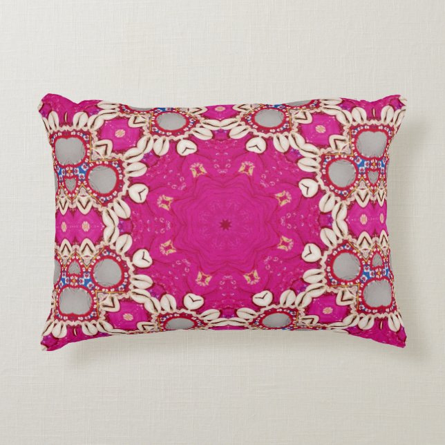 magenta fuchsia tribal hippie gypsy bohemian prydnadskudde (Framsidan)