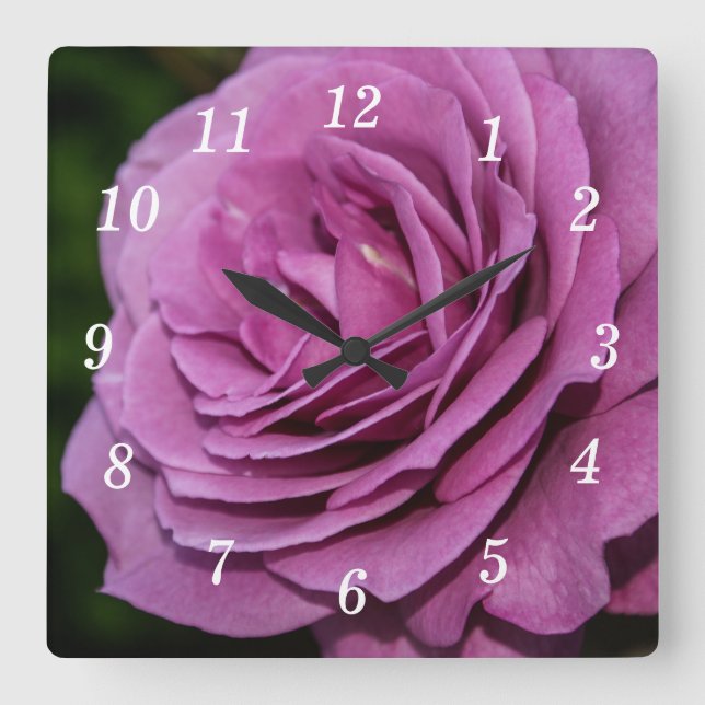 Magenta Garden Ro-väggklocka Fyrkantig Klocka (Framsida)