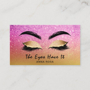 *~* Magenta Glitter Lash Extensions Brows för Guld Visitkort