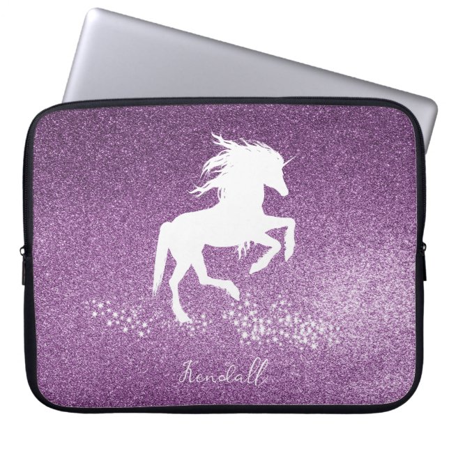 Magenta Glitter Unicorn Laptop sleeve (Framsidan)