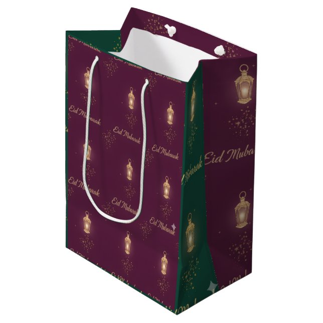 Magenta/Green Eid Gift Bag (Framsidan Vinklad)