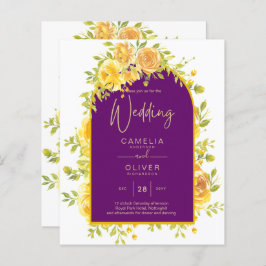 Magenta Gul ros Plum Lila Guld Bröllop