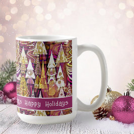 Magenta Guld God jul, Mönster#25 ID1009 Kaffemugg
