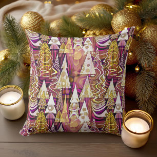 Magenta Guld God jul, Mönster#25 ID1009 Kudde