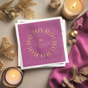 Magenta Guld jul Ho Ho Ho ID1009 Pappersservett