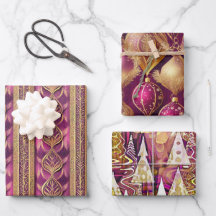 Magenta Guld jul Mönster #12#25#27 ID1009