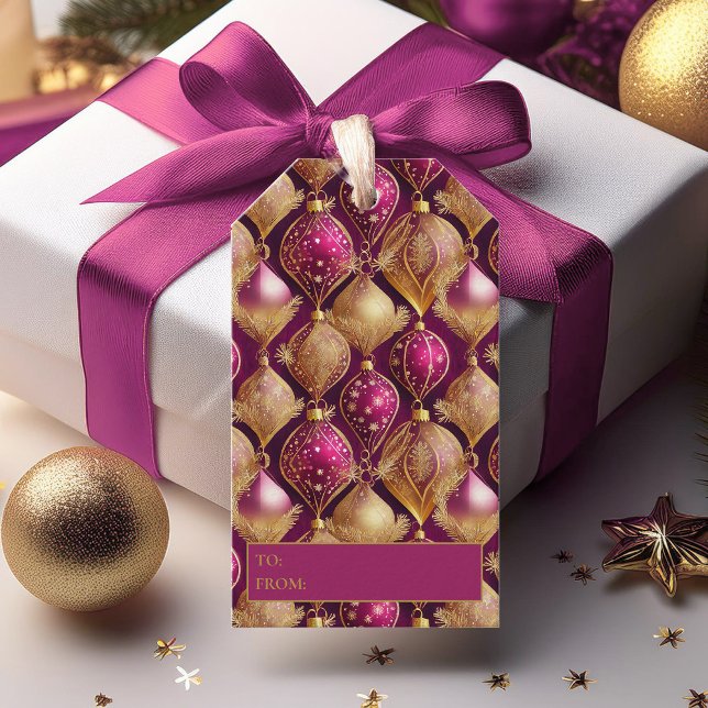Magenta Guld jul Mönster#12 ID1009 Presentetikett (Skapare uppladdad)