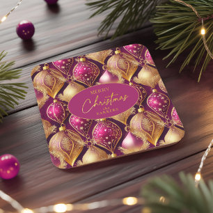 Magenta Guld jul Mönster#12 ID1009 Underlägg Papper Kvadrat