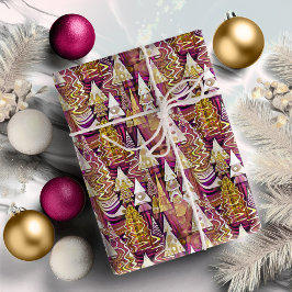 Magenta Guld jul Mönster#25 ID1009 Presentpapper