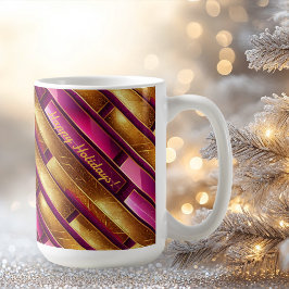 Magenta Guld jul Mönster#28 ID1009 Kaffemugg