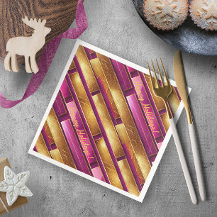 Magenta Guld jul Mönster#28 ID1009 Pappersservett
