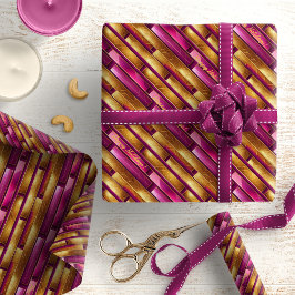 Magenta Guld jul Mönster#28 ID1009 Presentpapper