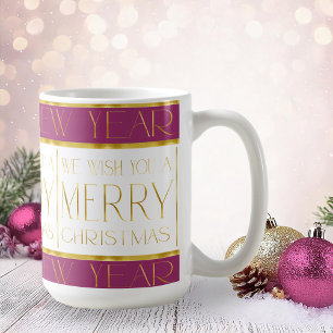 Magenta Guld jul Mönster#35 ID1009 Kaffemugg