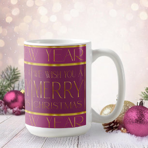 Magenta Guld jul Mönster#35b ID1009 Kaffemugg