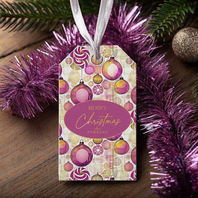 Magenta Guld jul Mönster#6 ID1009 Presentetikett (Skapare uppladdad)