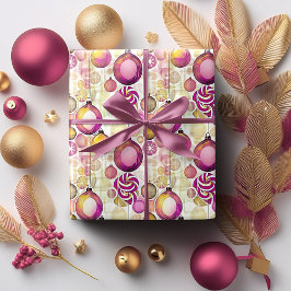 Magenta Guld jul Mönster#6 ID1009 Presentpapper