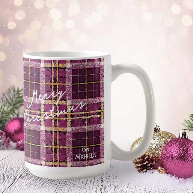 Magenta Guld jul Mönster#7 ID1009 Kaffemugg (Skapare uppladdad)