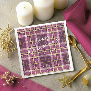 Magenta Guld jul Mönster#7 ID1009 Pappersservett