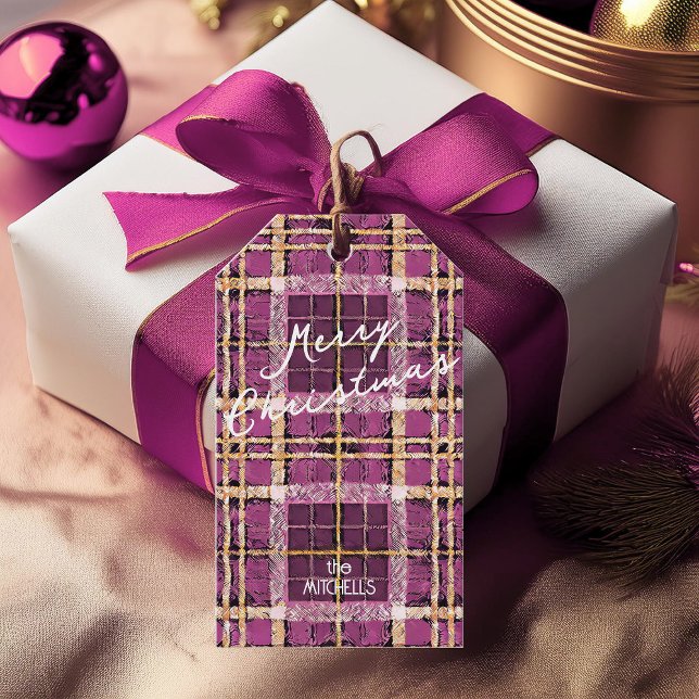 Magenta Guld jul Mönster#7 ID1009 Presentetikett (Skapare uppladdad)