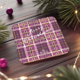 Magenta Guld jul Mönster#7 ID1009 Underlägg Papper Kvadrat