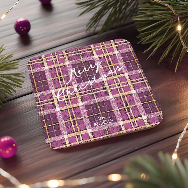 Magenta Guld jul Mönster#7 ID1009 Underlägg Papper Kvadrat (Skapare uppladdad)