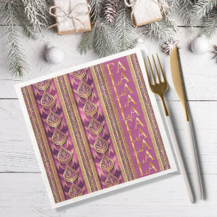 Magenta Guld julklapp La Mönster #27 ID1009 Pappersservett