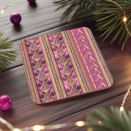Magenta Guld julklapp La Mönster #27 ID1009 Underlägg Papper Kvadrat