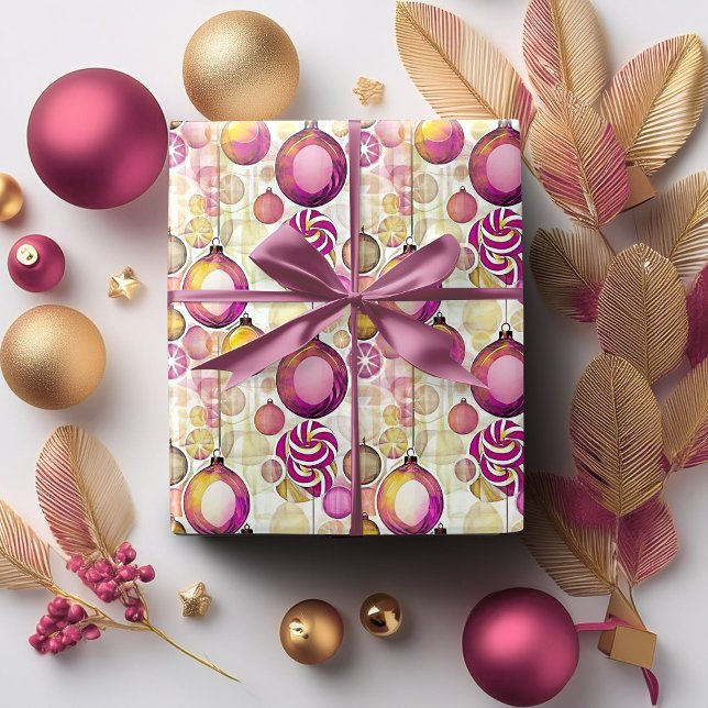 Magenta Guld Julmönster#6 ID1009 Presentpapper (Skapare uppladdad)