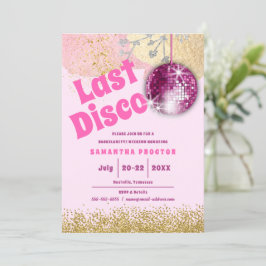 Magenta Guld Last Disco Retro Glam Bachelorette Inbjudningar