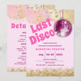 Magenta Guld Last Disco Retro Glam Bachelorette Inbjudningar