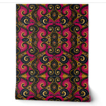 Magenta Guld Paisley Afrikanskt Tryckt Tapet