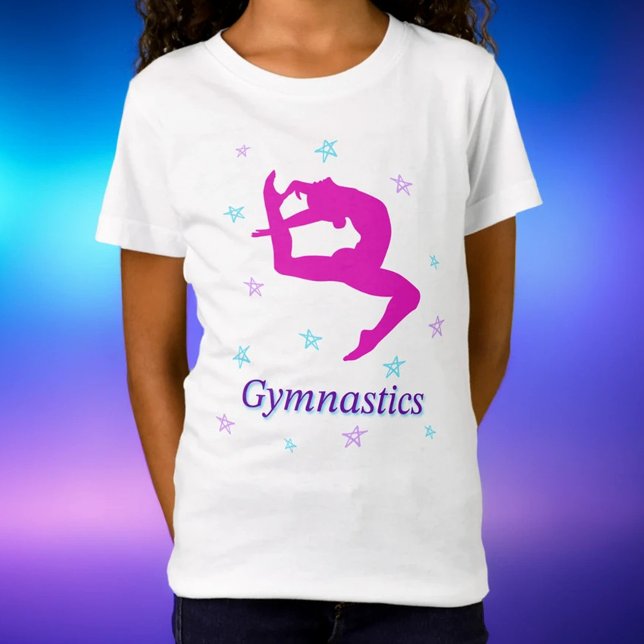 Magenta Gymnastics Leaping Silhouette Star T Shirt (Skapare uppladdad)