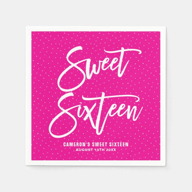 Magenta Hand Lettered Baby Shower Papper Napkins I Pappersservett (Framsidan)