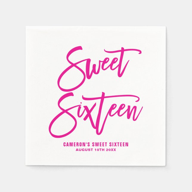 Magenta Hand Lettered Baby Shower Papper Napkins I Pappersservett (Framsidan)