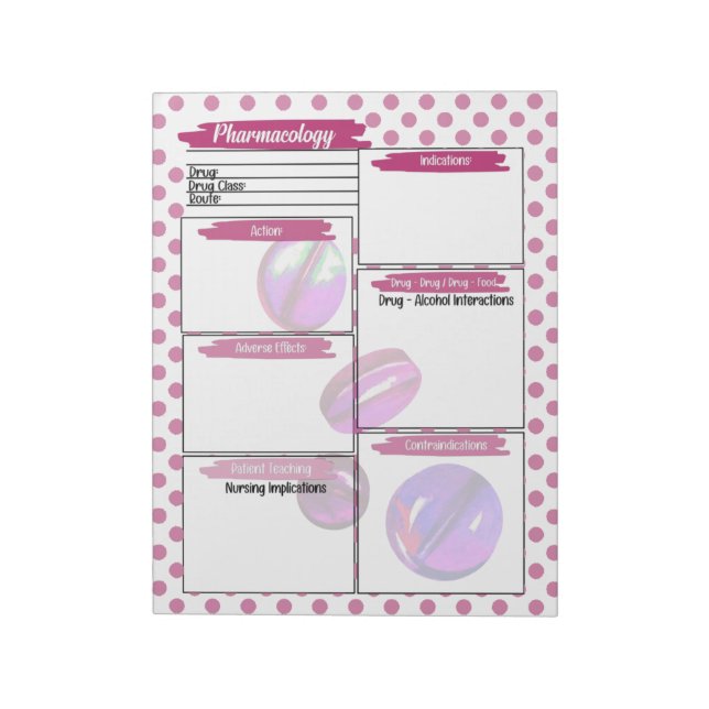 Magenta Healthcare Student Pharmacology Template Anteckningsblock (Roterad)