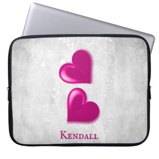 Magenta Hearts Personlig Laptop sleeve