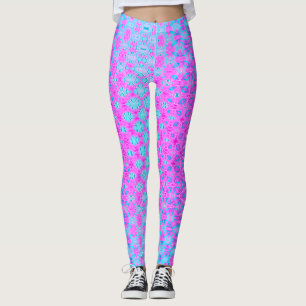 Magenta, Himmel-blått och marin geometri Leggings