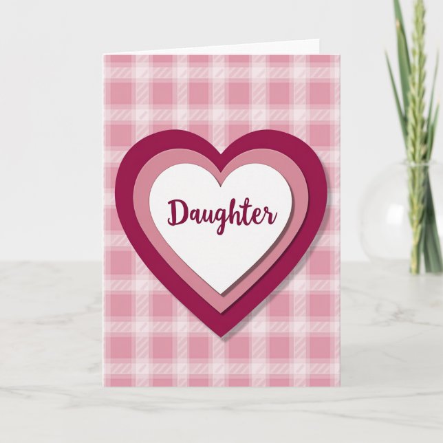 Magenta Hjärtad Dotter Kort (Framsida)