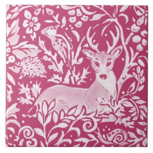 Magenta Hjort Hedgehog Bird Nature Woodland Blommi Kakelplatta