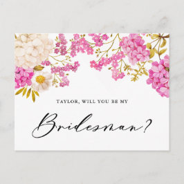 Magenta Hydrangeas blir mitt Bridesmankort Vykort