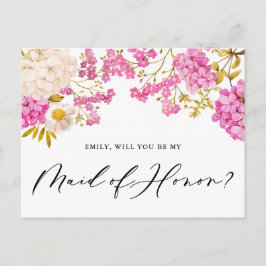 Magenta Hydrangeas Maid of honor Frieri kort
