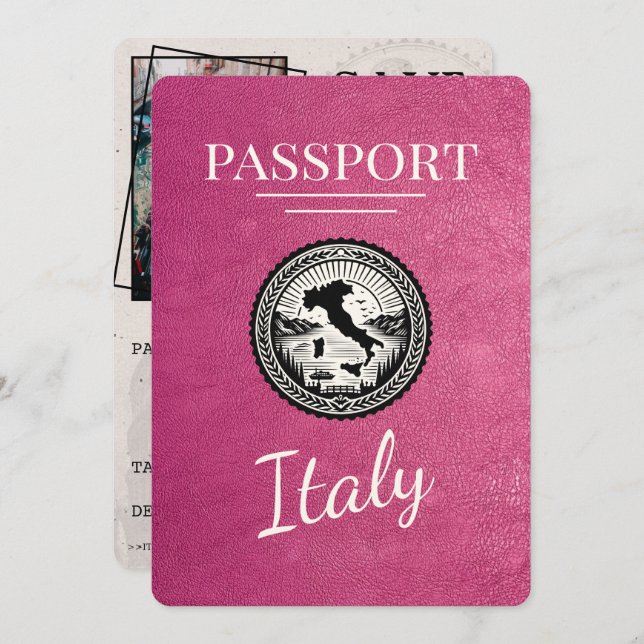 Magenta Italien Passport Spara Datumet (Fram/baksida)